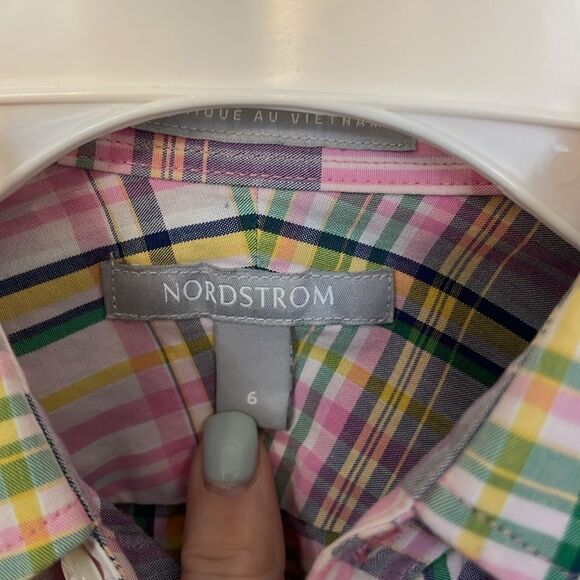 Nordstrom Pink Checkered Button Down size 6 - Picture 4 of 4